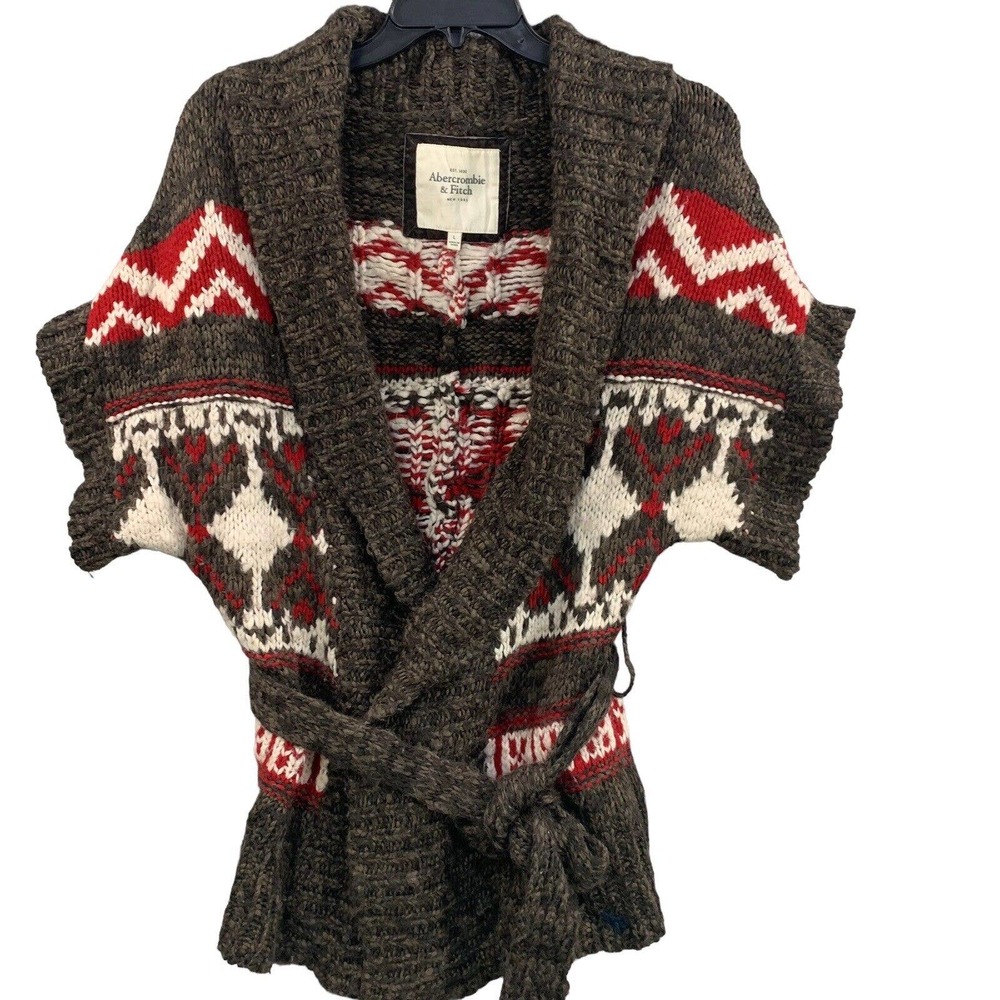 SOLD Abercrombie & Fitch Cardigan Sweater Southwestern Womens Large Chunky Wool